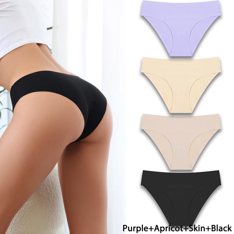 FINETOO 4 шт./компл. сексуальное женское нижнее белье с низкой талией бесшовное нижнее белье дышащие трусики-треугольники телесного цвета нижнее белье