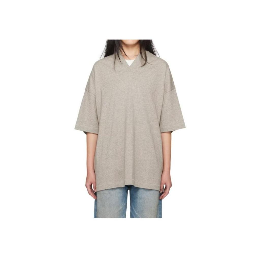 Fear of God Essentials Футболка с V-образным вырезом Весна-Лето 2024 Хизер Серый Мужская 125SU244211F