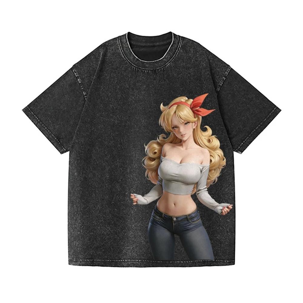Hot Dragon Ball Launch Vintage Wash Japanese Design T-Shirt High-quality Streetwear Men's Clothing Women 2026 Summer New T Shirt