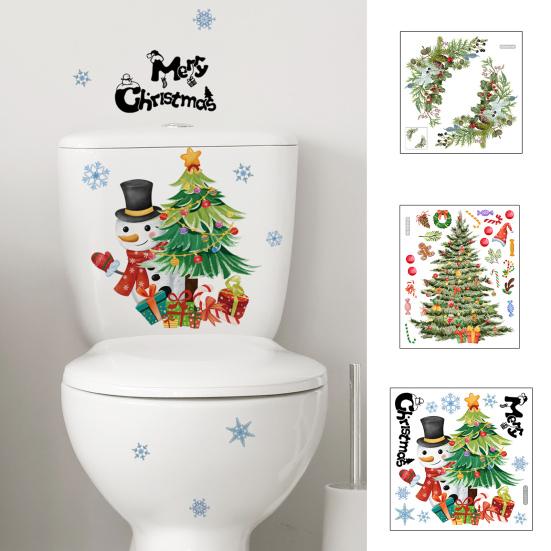 Christmas Snowman Toilet Sticker Fun Xmas Tree Removable Wall Sticker Novelty Home Decoration for Toilet