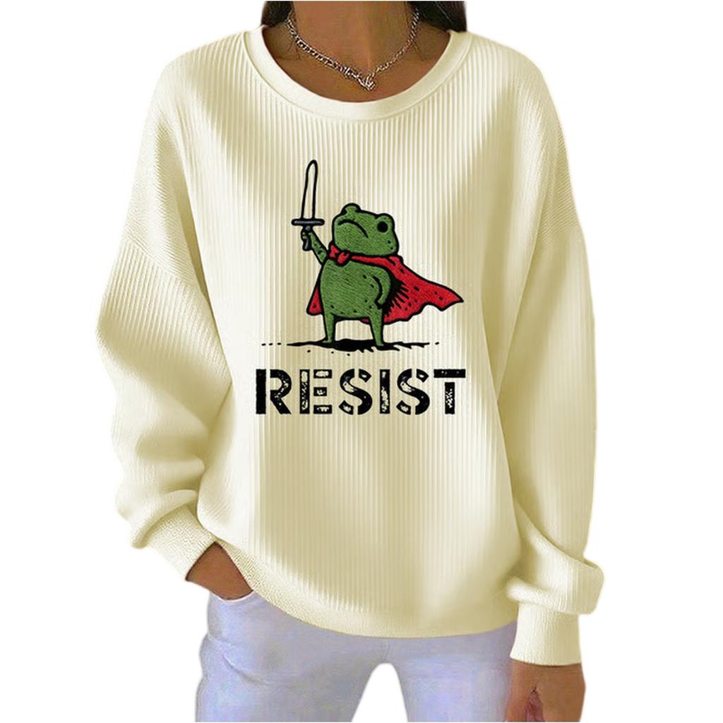 Women's Loose Comfortable Casual And Fashionable Round Neck Pattern Long Sleeved Sweatshirt
