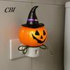 Unique Halloween Gift for Kids Resin Night Light, Ghost Pumpkin Tree Figurine, Plug-in LED Light Wall Lamp, Spooky Decorative Lighting Bedroom