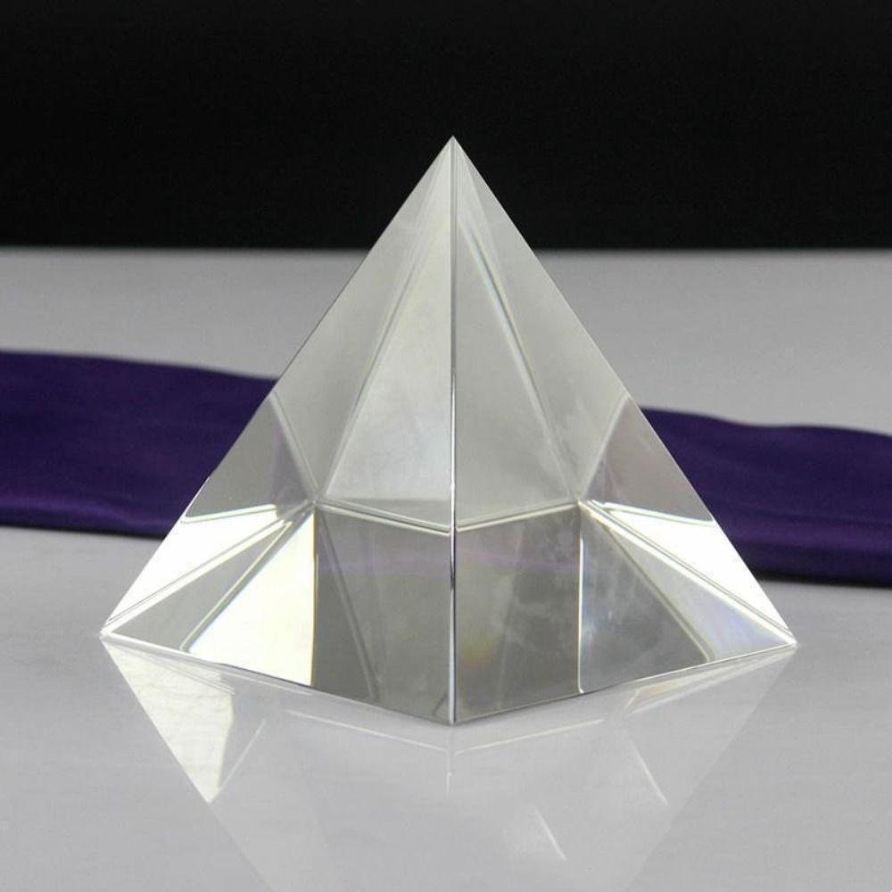 Белый хрусталь Пирамида Бумага Плоть Блестящий орнамент Стеклянный пресс-папье Украшение рабочего стола