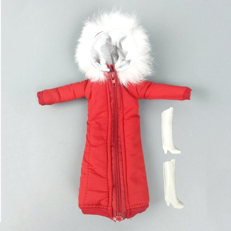 Красная зимняя одежда, длинное пальто для куклы Барби, наряды, парка для кукольного домика 1/6 BJD, куртка для кукол 1:6, аксессуары для детей, игрушки