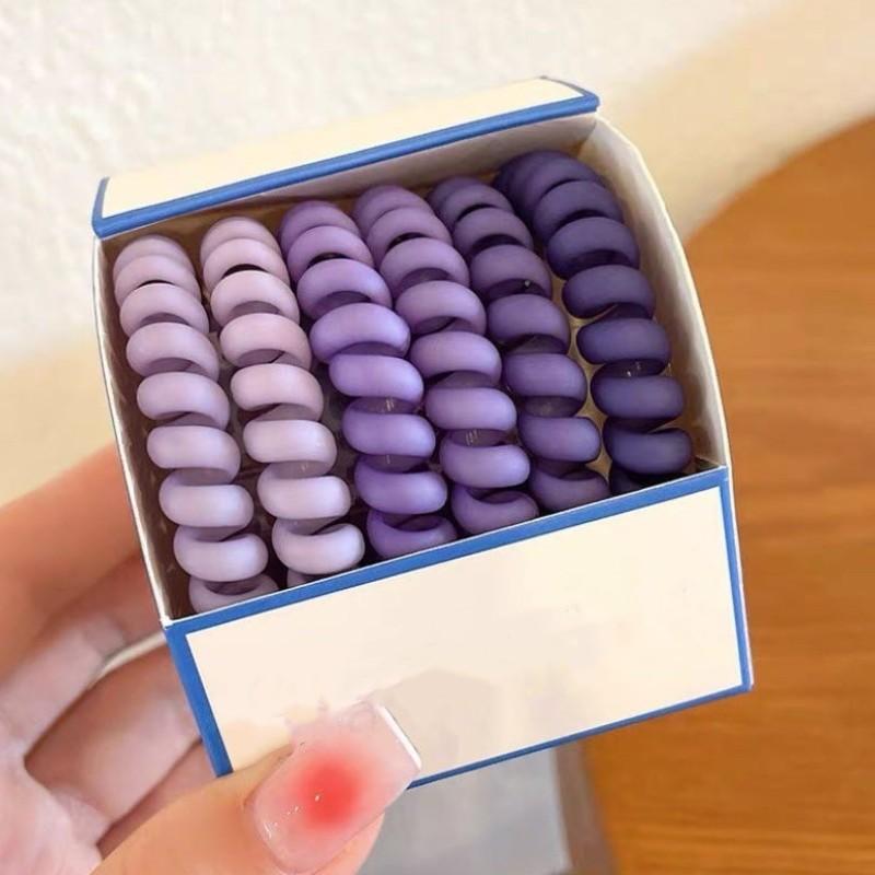 6pcs/lot Colorful Elastic Hair Bands Rubber Hair Ties Telephone Wire Hair Accessories Fashion Elastic Bands Headband