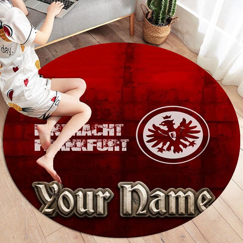 Eintracht Frankfurt Custom Name Round Area Rug,Carpet Rug for Living Room Bedroom Sofa Playroom Decor,Non-slip Floor Mat