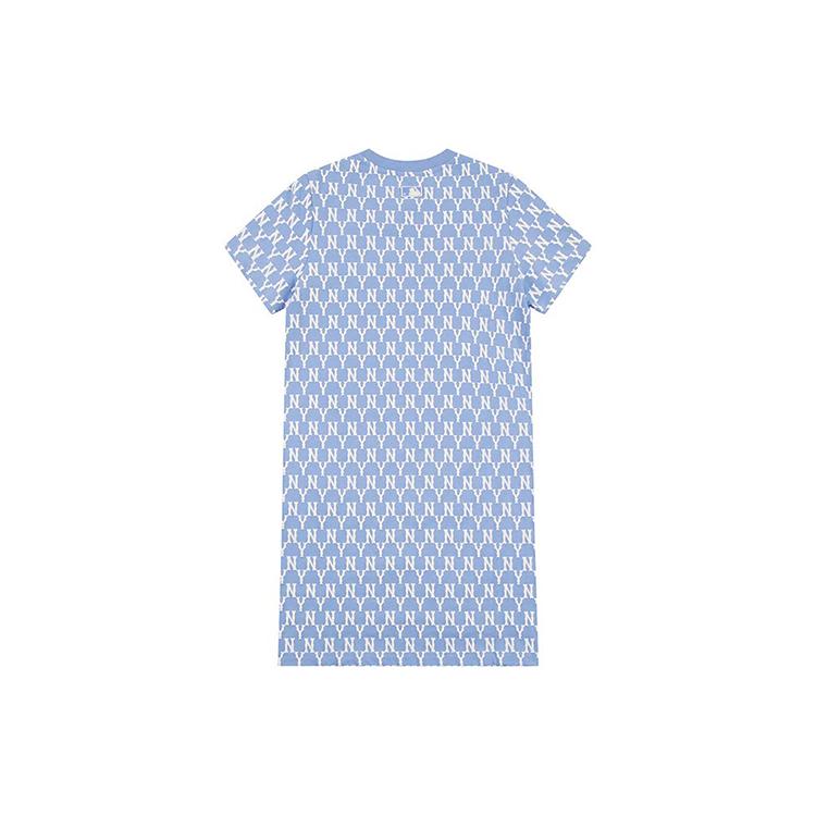 MLB New York Yankees Short Sleeved Dress Women's Sky Blue (Unisex) Short-Sleeved Dresses 31OP04111 50S