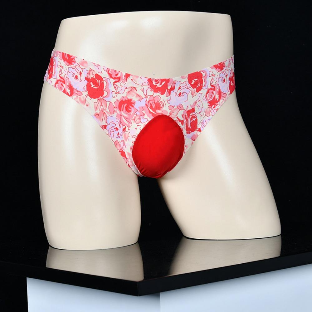 Мужские стринги Qinghe весна-лето с низкой талией, тонкие, дышащие и бесследные, из ледяного шелка, с принтом яиц, трусы с леопардовым принтом