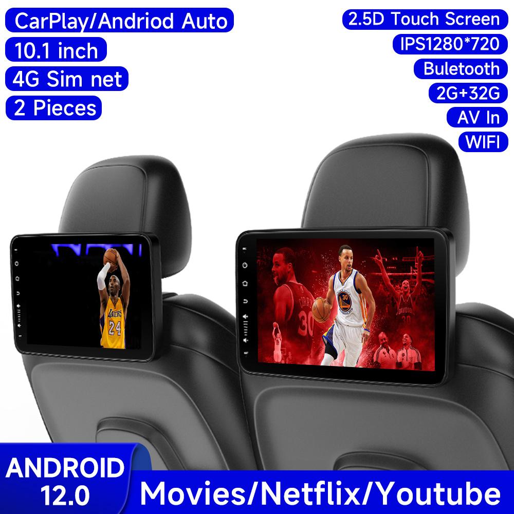 JIUYIN 10,1-дюймовый Apple CarPlay Android Auto Подголовник Монитор Дисплей Сенсорный Экран Для Заднего Сиденья Мультимедиа Automotiva Voiture