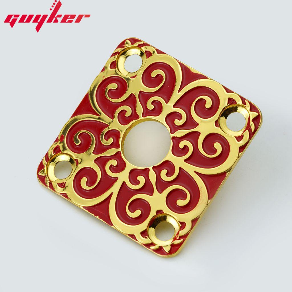 1 Piece Square Curved Stainless Steel Jack Plate Surface Pattern For Electric Guitar Bass