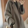 Women's Knee-Length Double-Sided Woolen Coat, Loose Fit, Large Size, 2024 High-End Autumn/Winter Collection