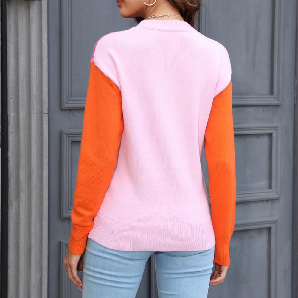 GMXIA Женские модные повседневные однотонные свободные свитера с круглым вырезом и осенне-зимним принтом с длинными рукавами