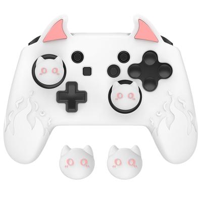 Силиконовый чехол PlayVital Cute Demon для контроллера Nintendo Switch Pro, колпачок джойстика и наклейка-уплотнитель в комплекте [белый]