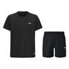 Minimalist Solid Color Pullover Quick-Drying Breathable Short Sleeve Tie-Up Dirt-Resistant Shorts Casual Sports Suit ATSV615-1+AKSU789-3
