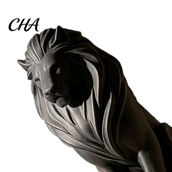 Маленькая статуэтка льва, 3D-печатная скульптура, Черно-белые фигурки животных с текстурированной гривой, Минималистичный декор для стола в гостиной, офисе