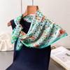 Ditsy Floral Print Square Silk Scarf Soft Satin Silk Shawl Vintage Bandana Neck Hair Headband Bag Wrist Wrap for Women Travel