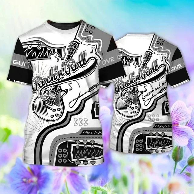 Гитара Gibson Мужские футболки электрогитарист рокеры футболки музыкальная школа дизайн 3D-печать Одежда Женская Имя пользователя