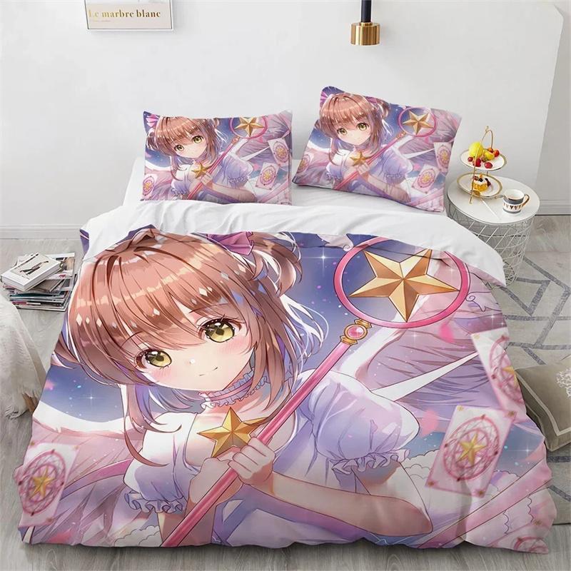 Постельный комплект Cardcaptor Sakura, Пододеяльник Одеяло Комплект для кровати Наволочка, Размер Кинг Квин Твин для мальчиков девочек взрослых