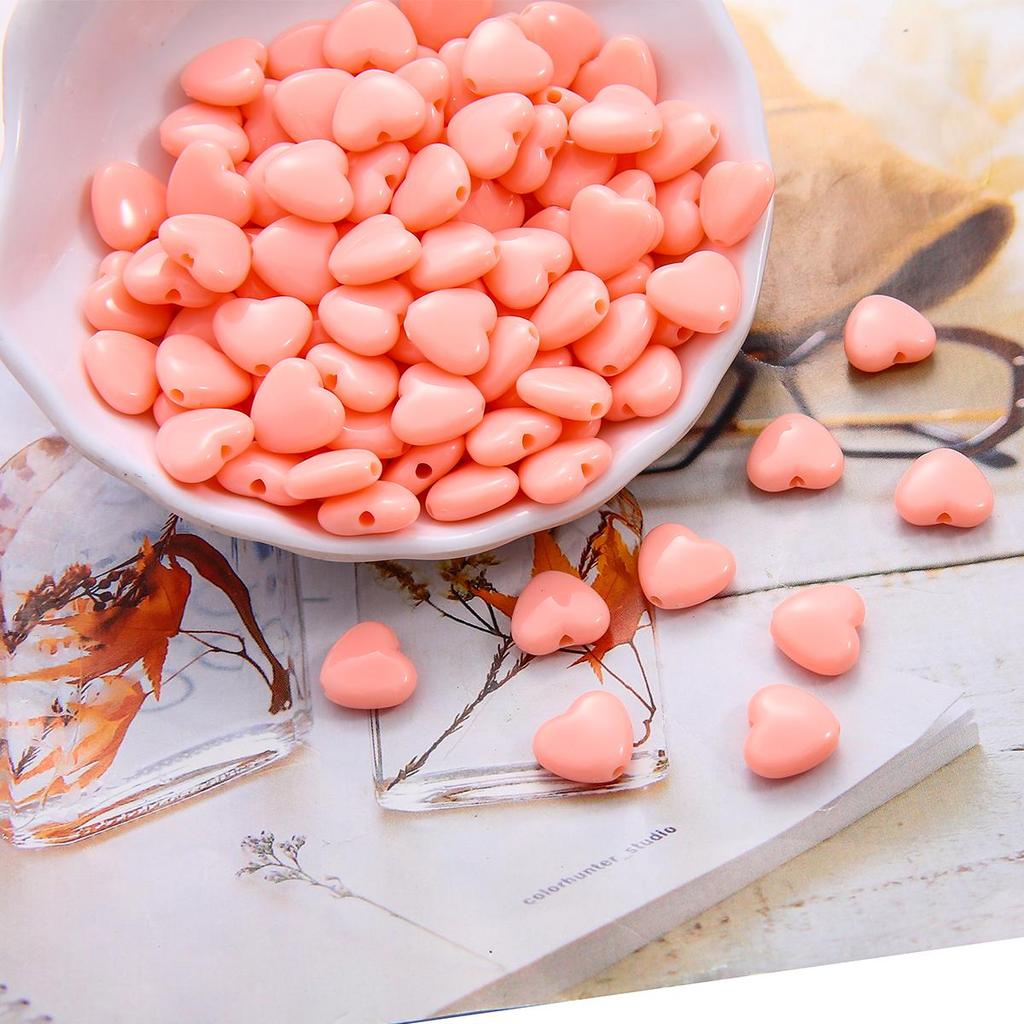 Colourful Heart Shape Acrylic Loose Spacer Beads for Jewelry Making DIY Accessories