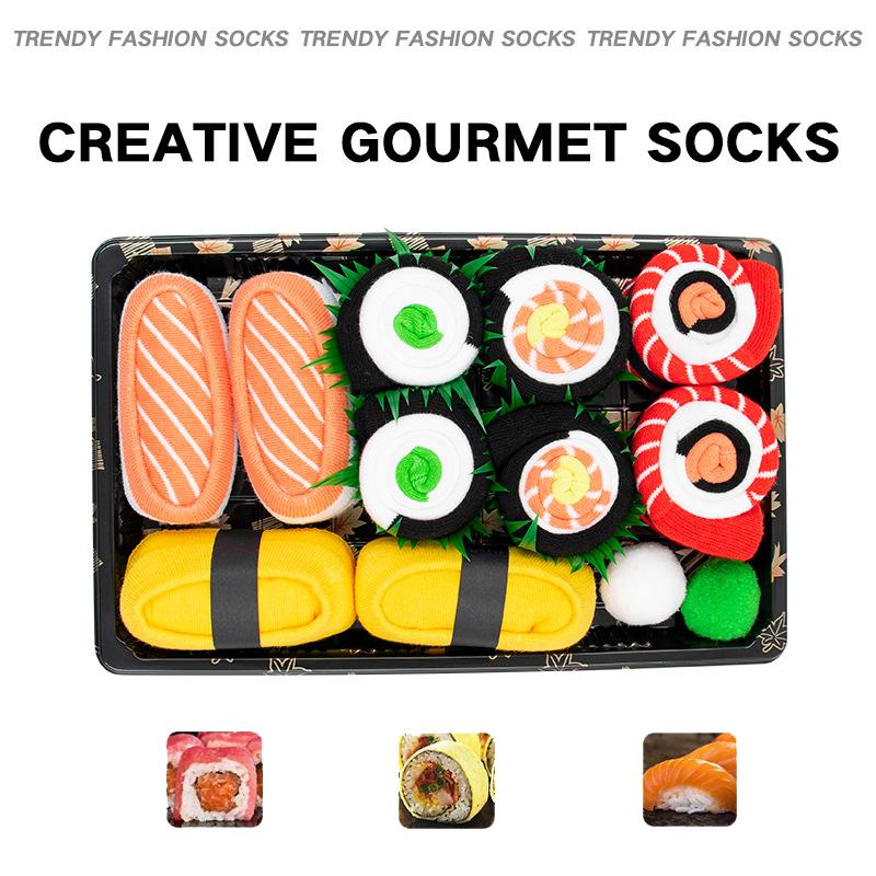 3 пары уникальных носков с узорами суши для мужчин и женщин, персонализированные носки с едой в подарок для друзей, рождественские, новогодние, ко Дню святого Валентина