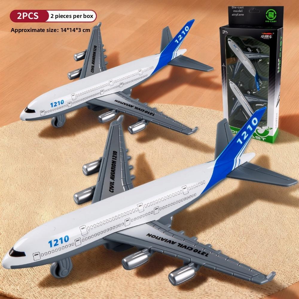 2pcs Alloy Inertia Airplane Airliner Toys Force Control Transporter Plane Model Boy Girls Gift
