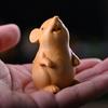 Wood Carved Zodiac Mouse Statuette Cute Animal Figurine Sculpture Crafts Hamster Statue  Cabinet