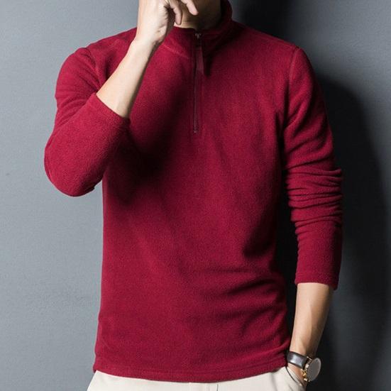 Мужская толстовка на осень-зиму, на молнии, со стойкой, с длинным рукавом, из толстого полар-флиса, однотонная, с длинным рукавом, защита шеи