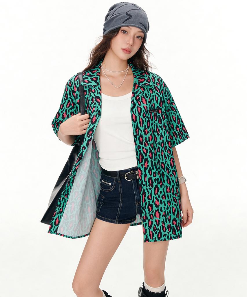 ARTISTWEAR [Atw] Тропический Леопард Половина Рубашки