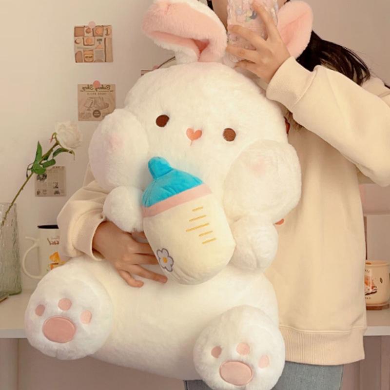 Autumn/Winter New Cute Bottle Rabbit Doll Plush Toy White Rabbit Pillow Birthday Gift Sofa Pillow Home Decoration
