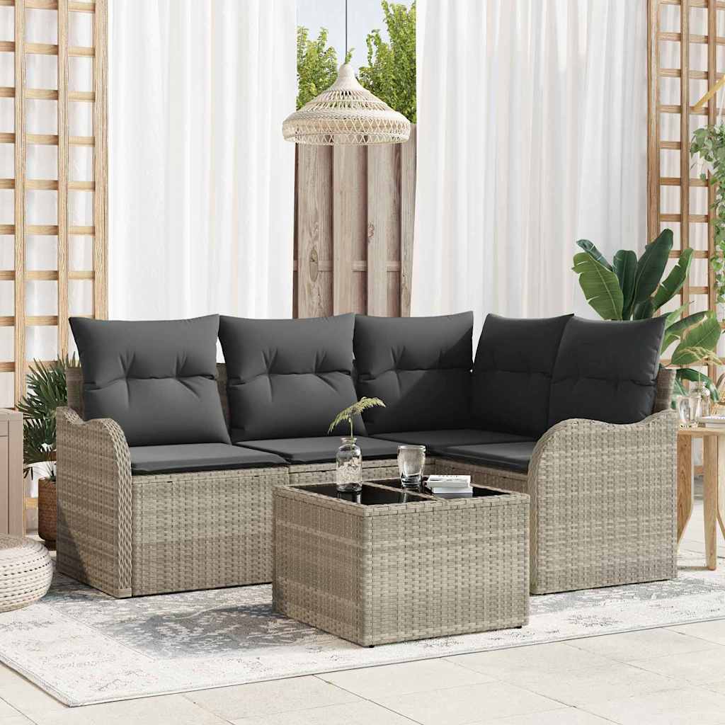Garden Sofa Set Light Grey Poly Rattan