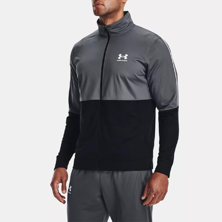 Under Armour Pique Track Повседневная дышащая тренировочная куртка на молнии Мужские куртки Серые 1366202-012