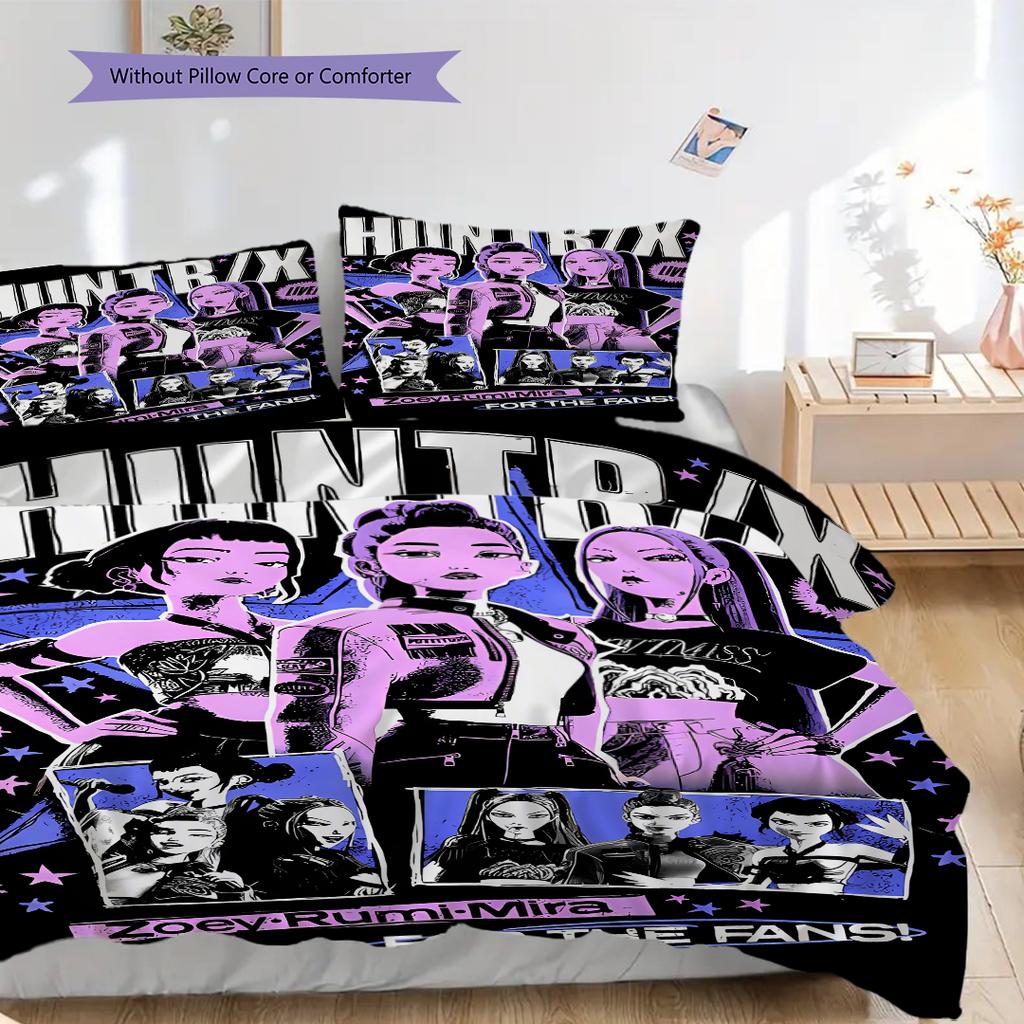 K-Pop themed poster bedding, duvet cover, pillowcase, home decoration, birthday gift (1 * duvet cover+2 * pillowcase, coreless)
