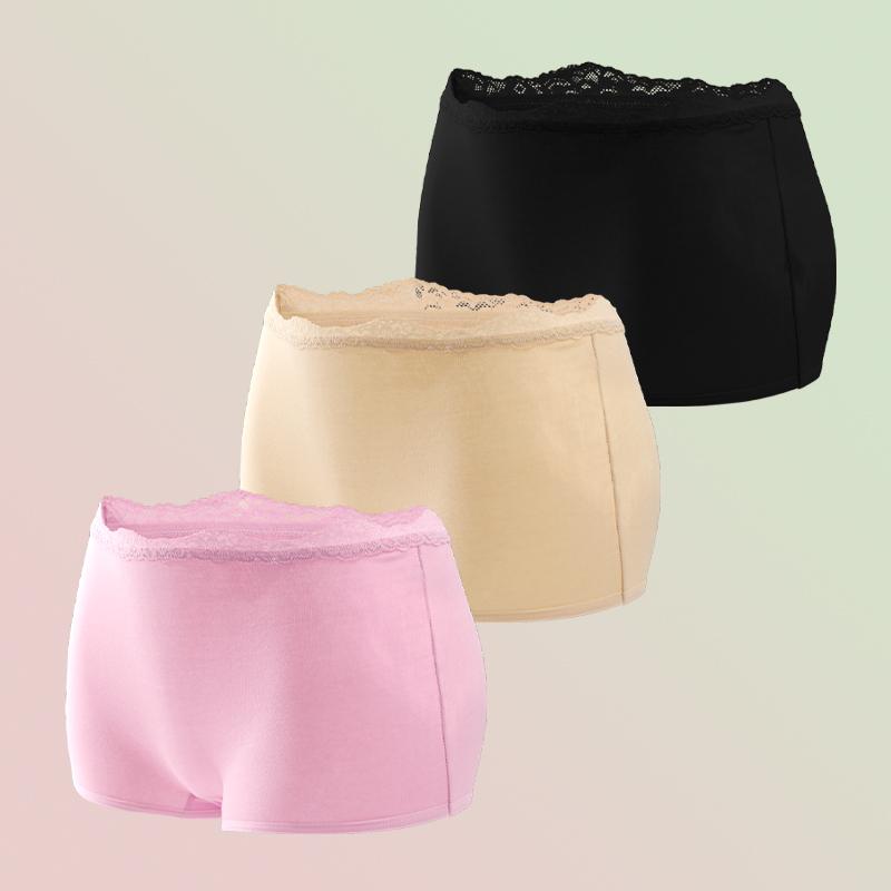 3pcs/set Cotton Boxers Underwear For Women Ladies Sexy Lace Safety Short Pants Seamless Large Size Boyshorts Low Waist Lingerie