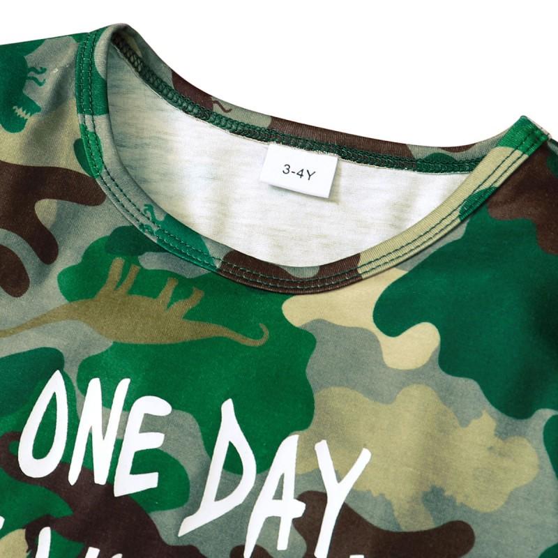 Футболка с камуфляжным принтом для маленьких мальчиков, топы, джинсовые штаны, брюки, комплект одежды, комплект одежды из 2 предметов
