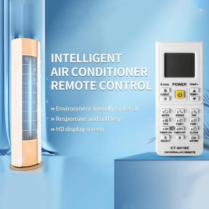 KT9018E Энергоэффективный пульт для кондиционера с режимом сна и широкой совместимостью для различных блоков кондиционеров. Эргономичная ручка.