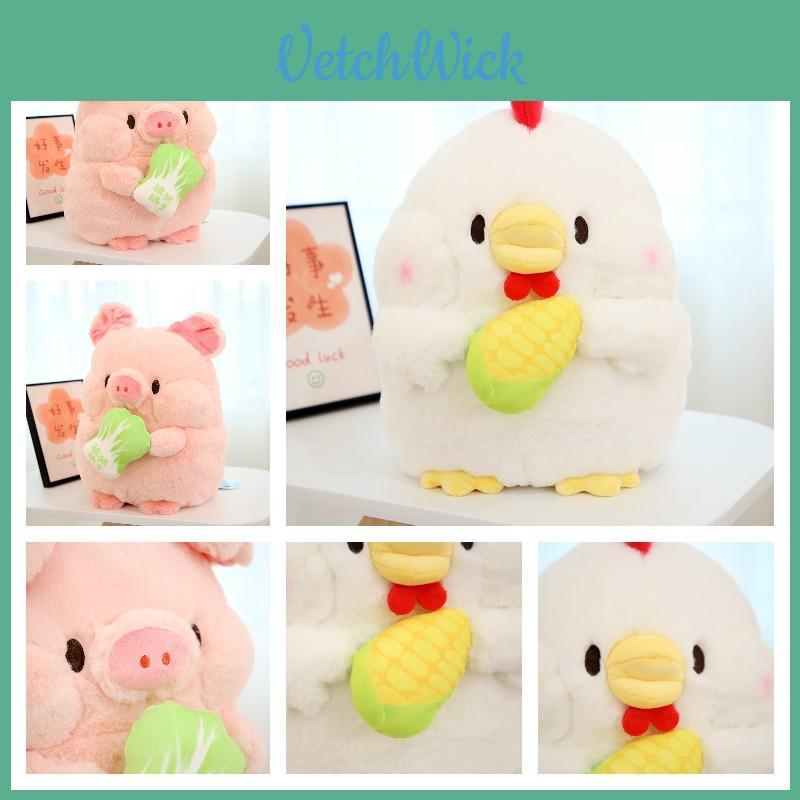 High-quality Pp Cotton Filling Plush Animals In Cute Pig And Chicken Designs