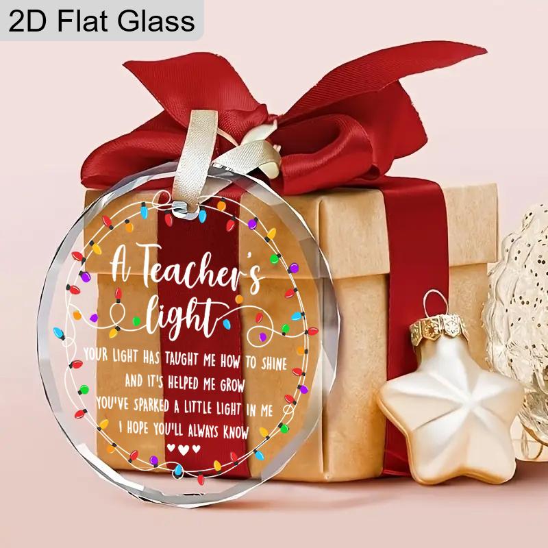Стеклянное украшение для учителя, Подвесное украшение с цитатой «Свет учителя», Подарок на День учителя, Рождество, День благодарения, Подарок к началу учебного года