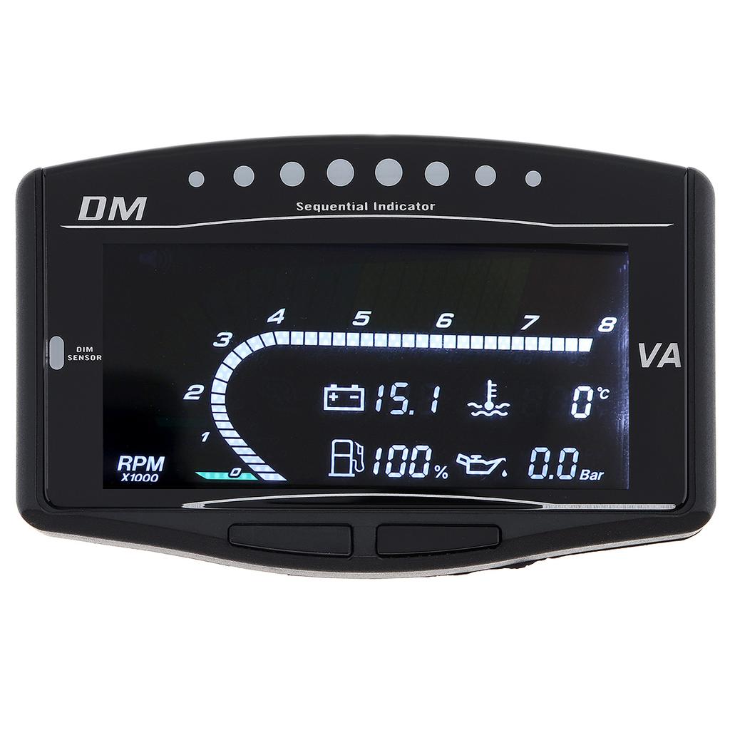 5-In-1 Oil Pressure Volt Voltmeter Water Temperature Fuel Gauge Tachometer LCD