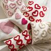 Velvet Tufted Cushion Case Romantic Throw Pillow Cover Valentine Love Plush Pillow Cover  Bedroom