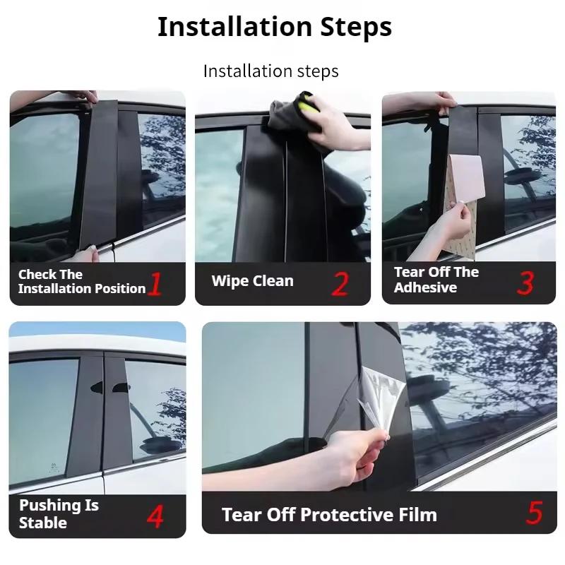 For Volkswagen CC 2009-2018 2010 2011 2012 2013 Window Trim Covers Center Film Column B C Pillar Posts Sticker Car Accessories