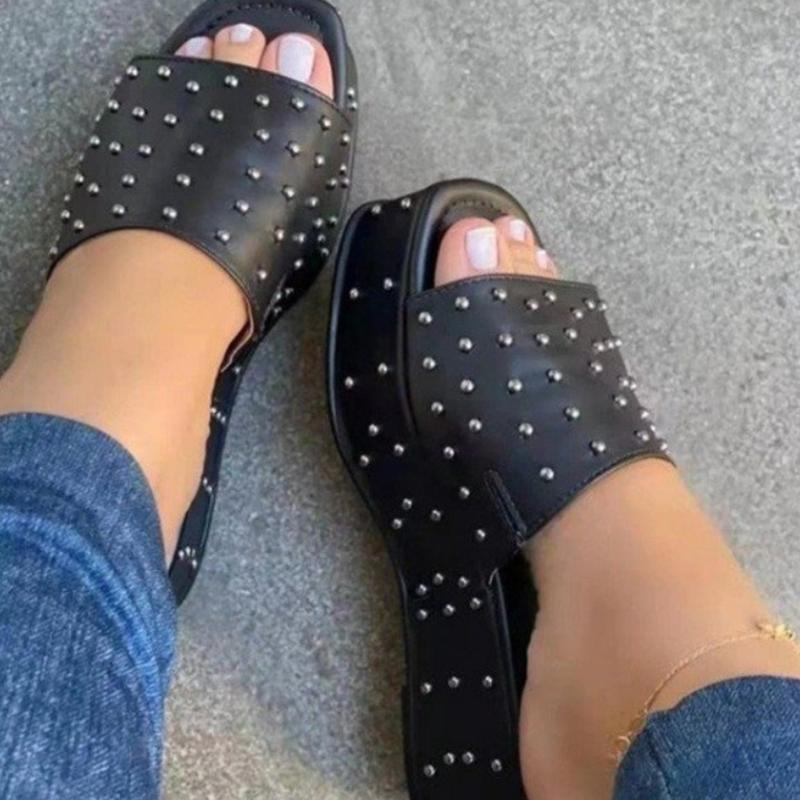 Женские шлепанцы на танкетке и платформе, шлепанцы, сандалии с открытой пяткой, летние брендовые пляжные туфли на среднем каблуке, повседневные шлепанцы Mujer