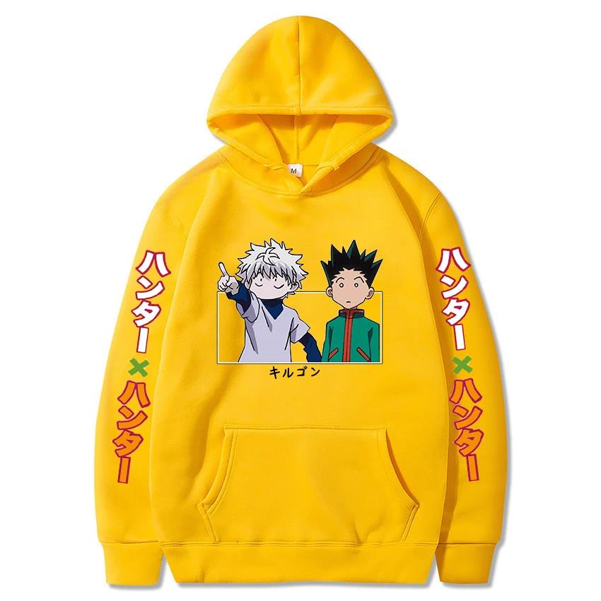 Hunter X Hunter Япония Аниме Мужчины Женщины Толстовки Harajuku Gon Killua Принт Плюс Размер Толстовка Унисекс Осень Зима Уличная одежда