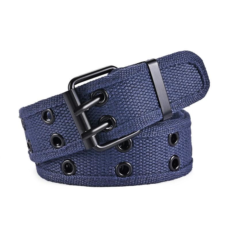 New Men's Double Row Needle Buckle Woven Belt Women's Belt Leisure Sports Outdoor Work Belt with Cargo Pants Jeans Belt