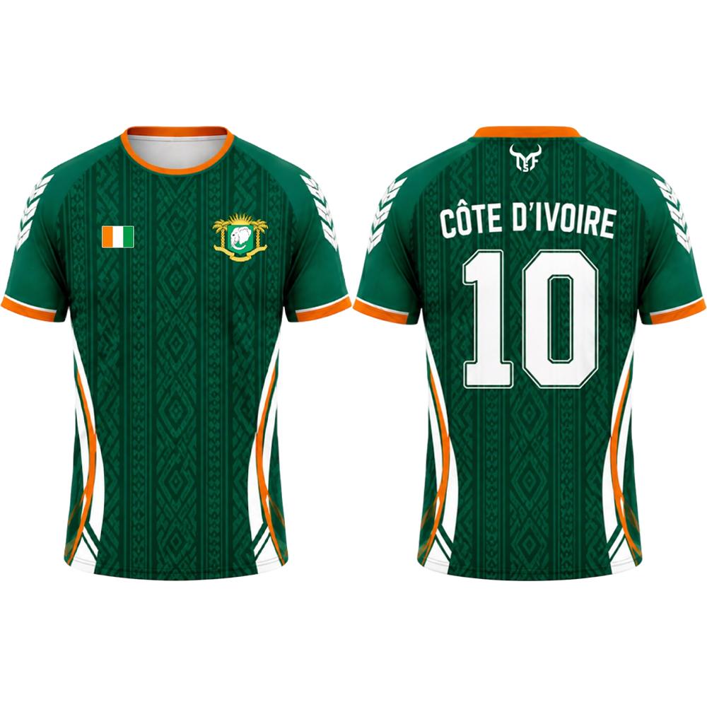 New Cote D'Ivoire Flag Print Jersey T-shirt Men's Sports Gym Quick-Drying Soccer Tee Unisex Casual O-neck Short-sleeved Tops