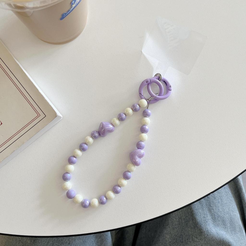 Красочный цепочный ремешок для телефона через плечо с бусинами в форме сердца - Защита от потери, Подходит для всех чехлов