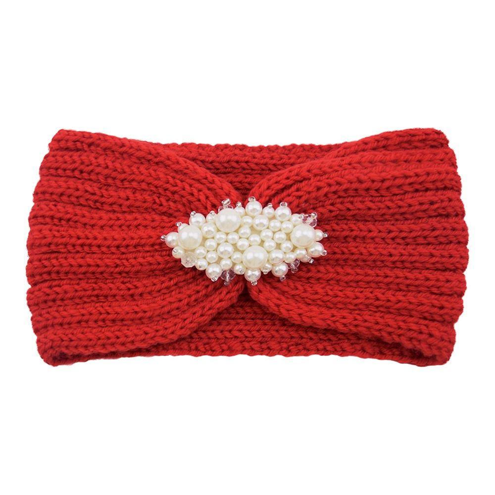 Жемчужный подогреватель ушей Вязание крючком Вязание спицами Тюрбан Повязка на голову Широкая повязка на волосы Вязаные повязки на голову
