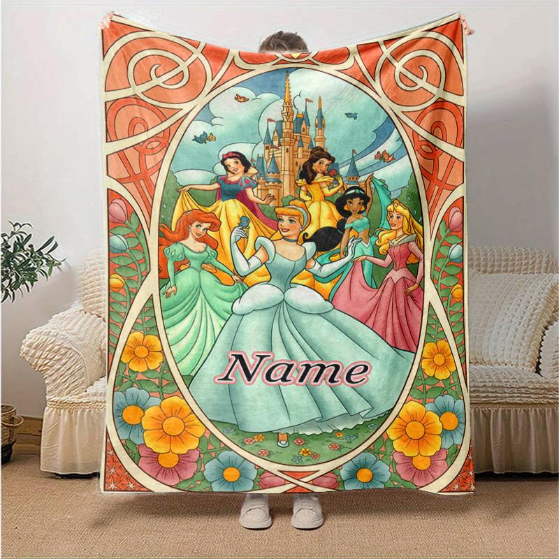 Custom 1pc Princesses Gather Around Castle Blanket, Soft And Comfortable Blanket, Casual Warm, Camping Travel Blanket, Birthday Gift Q910207