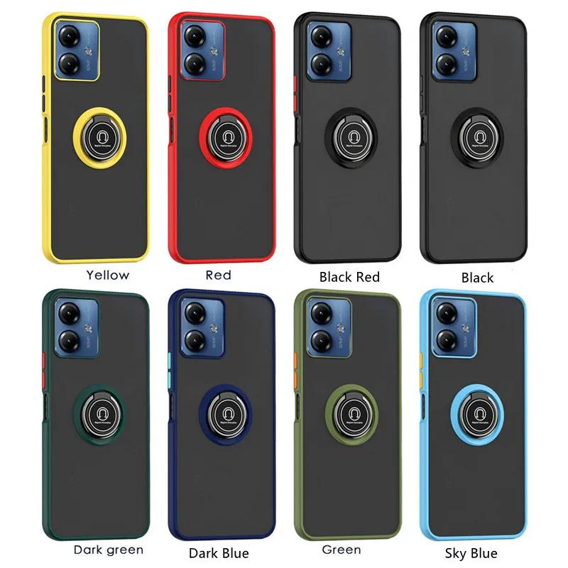 Матовый защитный чехол для Motorola Moto G14 G04 G04S G24 G54 G84 G53 G23 G13 G52 G42 E14 чехол-кольцо магнитный держатель подставка бизнес полная защита