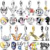 925 Sterling Silver Colorful Charms Beads Elk Elephant Scarab Cross Pet Cats Dogs Dangle Fit Original New Bracelet Jewelry