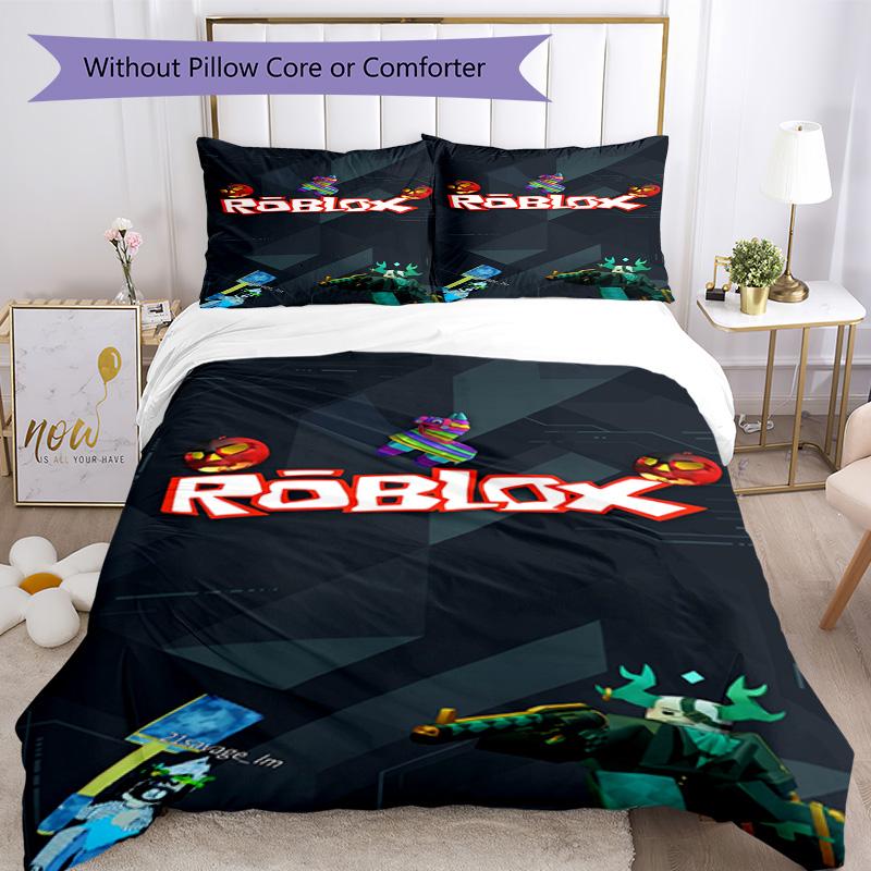Roblox Bedding Set Breathable Duvet Cover with Pillowcases Decorative Bed Linen for Bedroom Home Decoration Birthday Gift